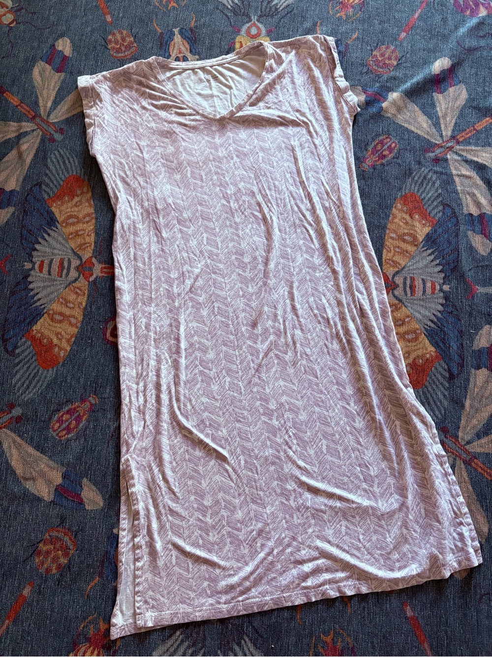 Garnet Hill Lavender print cotton midi nightgown S